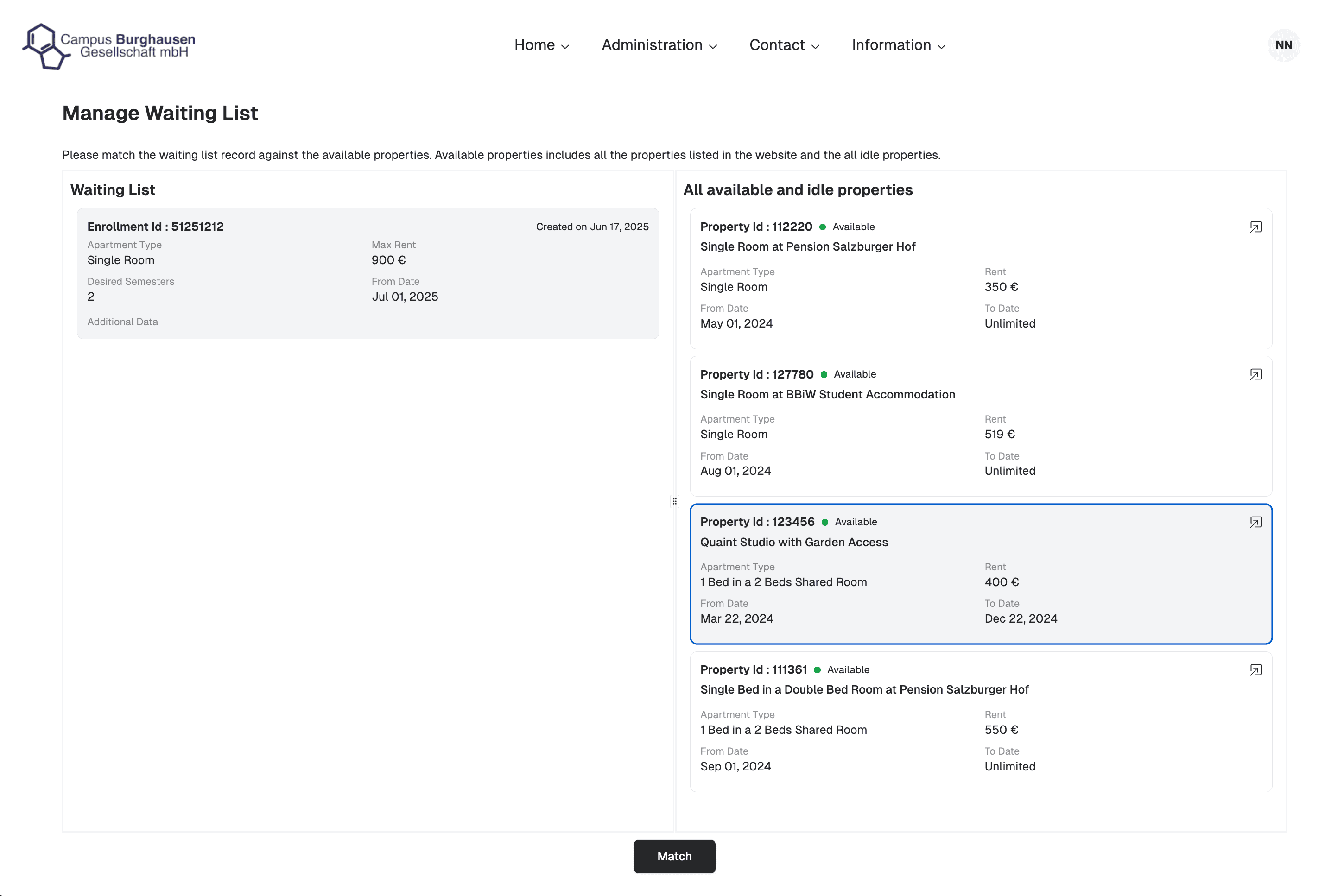 Waiting list management